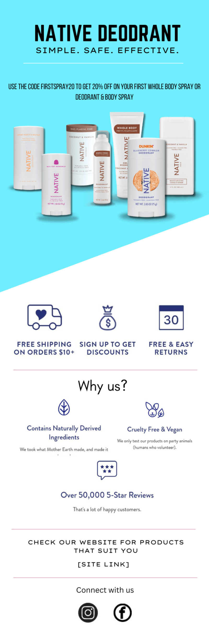 Cover image for Promotional sales email for Native Deodrant 