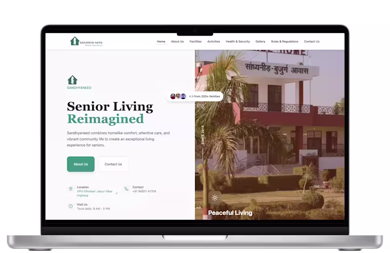 Cover image for Sandhya Need – Senior Care & NGO Website