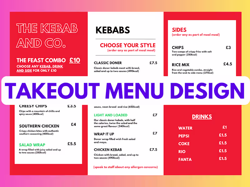 Cover image for I will design a high quality custom takeout menu