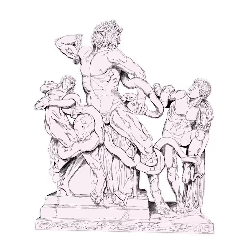 Cover image for Laocoön and His Sons: One Line Sketch This piece started wit...