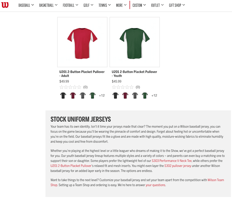 Cover image for Wilson Sporting Goods Category & Product Descriptions