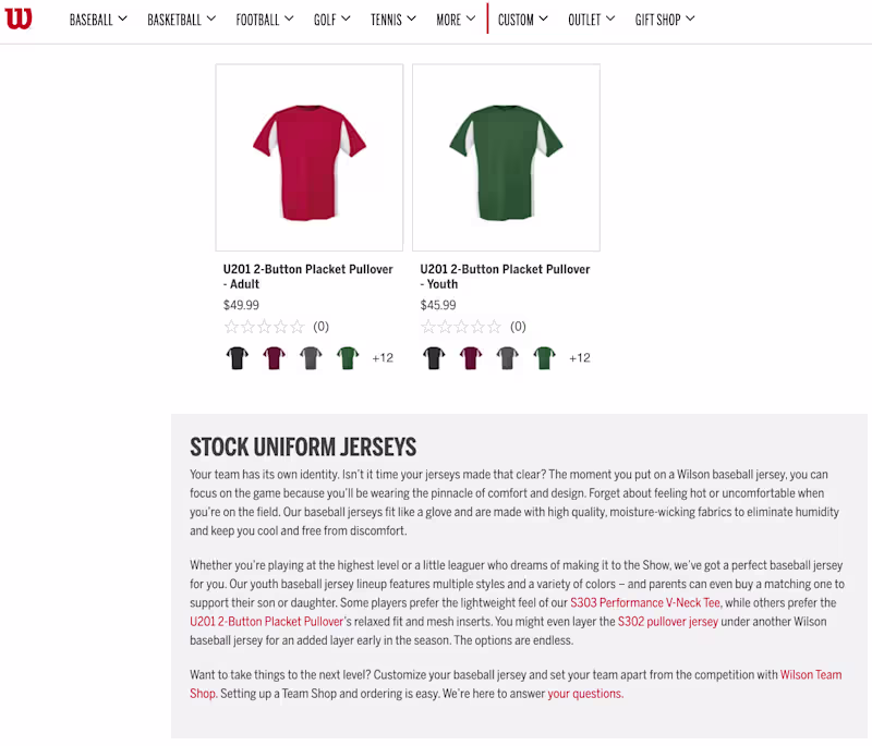 Cover image for Wilson Sporting Goods Category & Product Descriptions