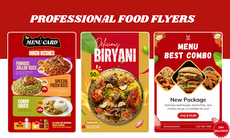 Cover image for Professional food flyers, posters and menu card designs