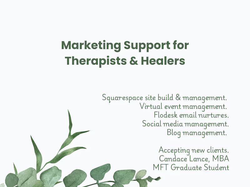 Cover image for Marketing Support for Therapists/Healers