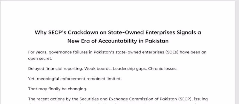 Cover image for Article on SECP's crackdown for
