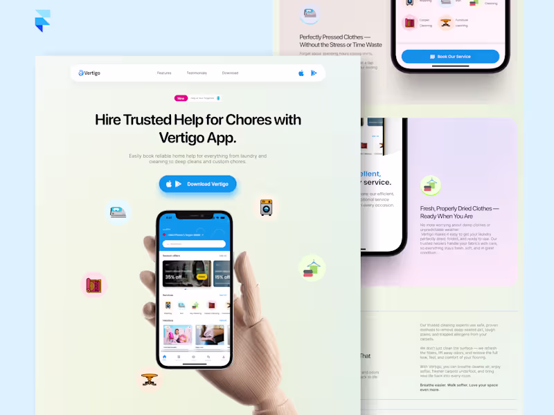 Cover image for Vertigo Responsive Website - {Framer Development}