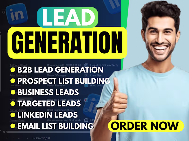 Cover image for I will find email address, b2b lead generation, linkedin leads