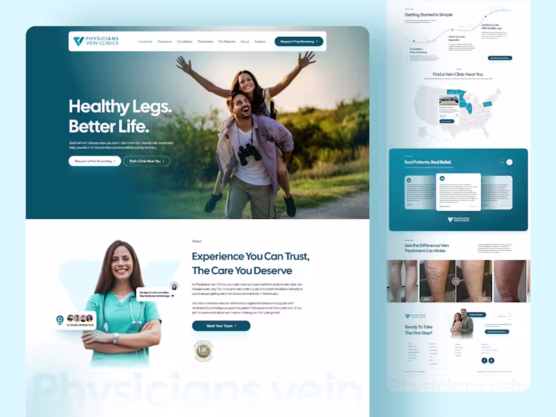 Cover image for Physicians Vein Clinics Homepage Redesign