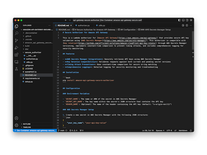 Cover image for Secure Authorizer for Amazon API Gateway (AWS, Python)