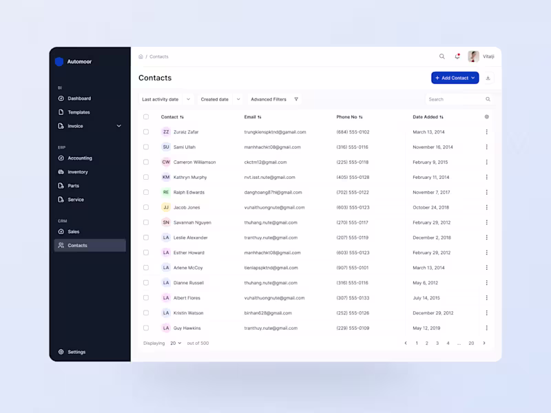 Cover image for Contacts CRM Web SAAS UI Design