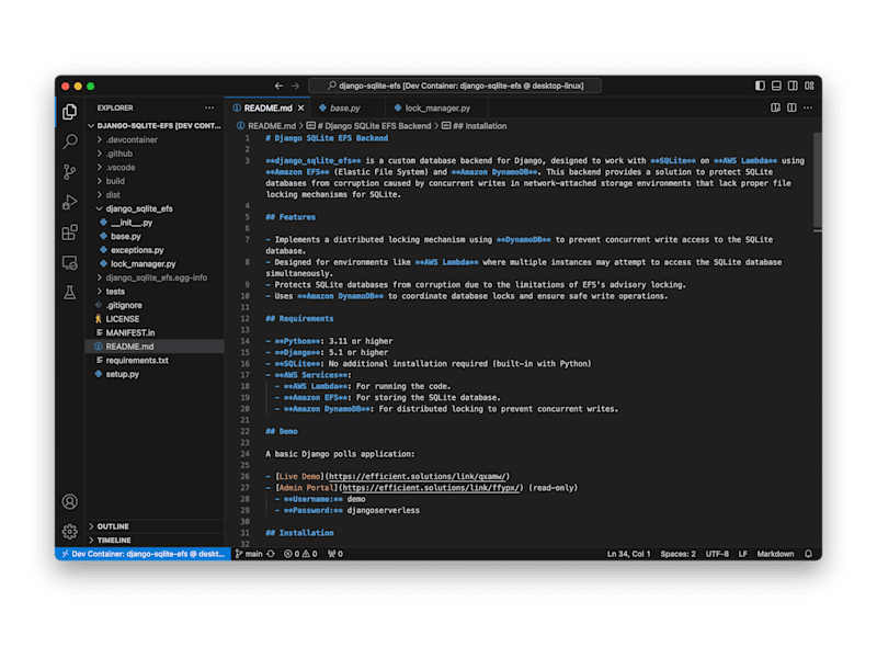 Cover image for Django SQLite EFS Backend (AWS, Python, Django)