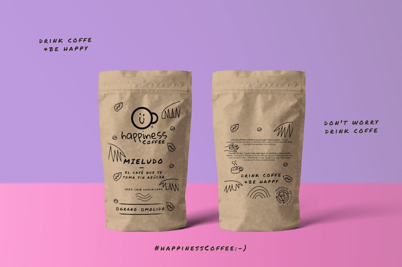 Cover image for happiness coffee logo and packaging on Behance