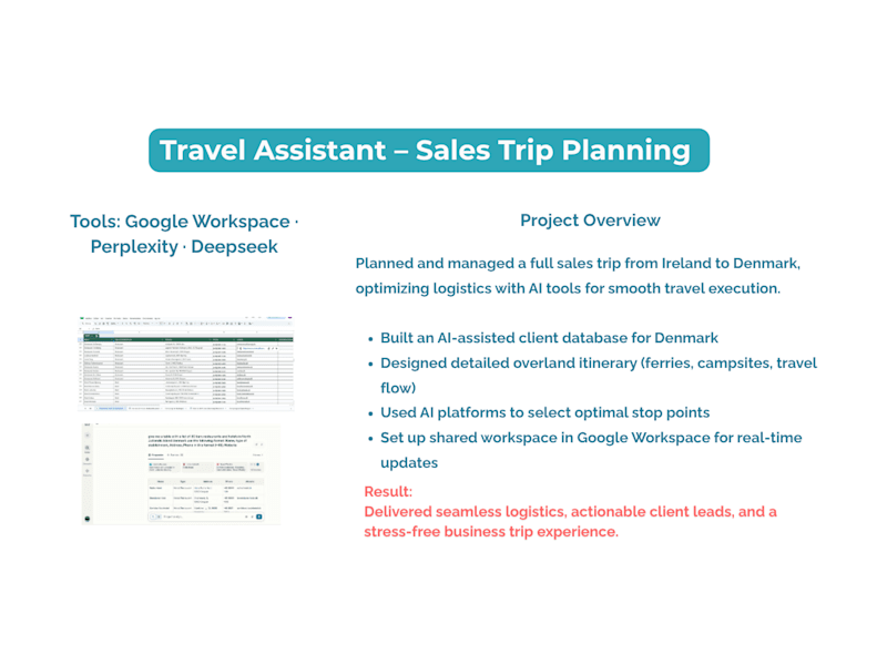 Cover image for Travel Assistant & AI-Powered Prospect Client Research