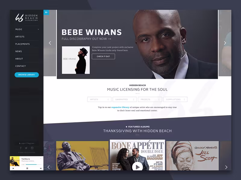 Cover image for Hidden Beach Recordings: Music Licensing Website