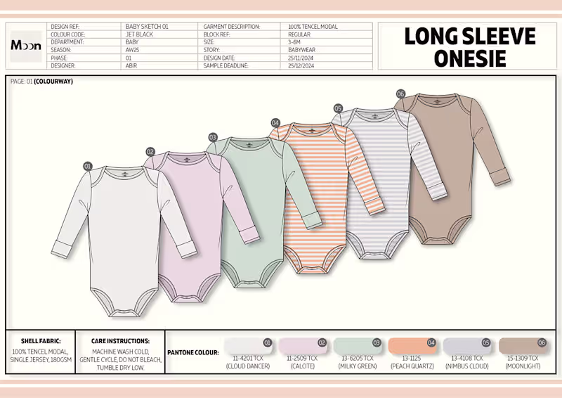 Cover image for Baby Long Sleeve Onesie Tech Pack: Behance