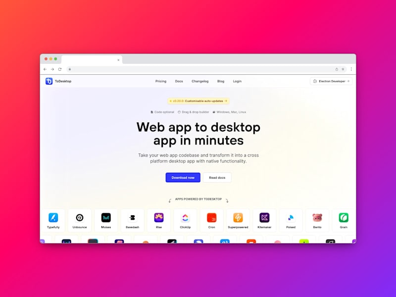 Cover image for ToDesktop - Web app to desktop app in minutes