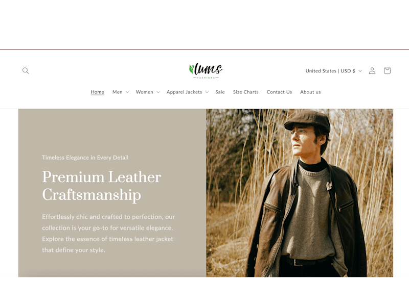 Cover image for Shopify Store Development for Leather Brand – Lums Fashion