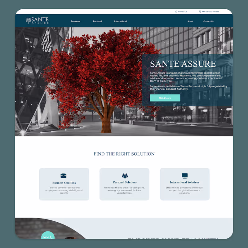Cover image for I redesigned and developed the Sante Assure website 🌿💻 The...
