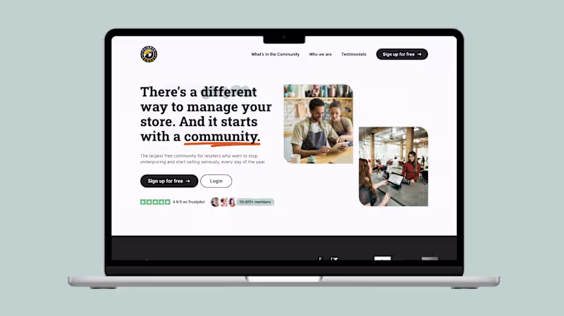 Cover image for Landing Page for the largest free community of retailers
