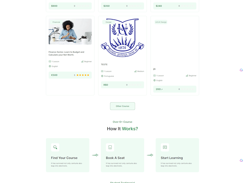 Cover image for E-Learning web app development