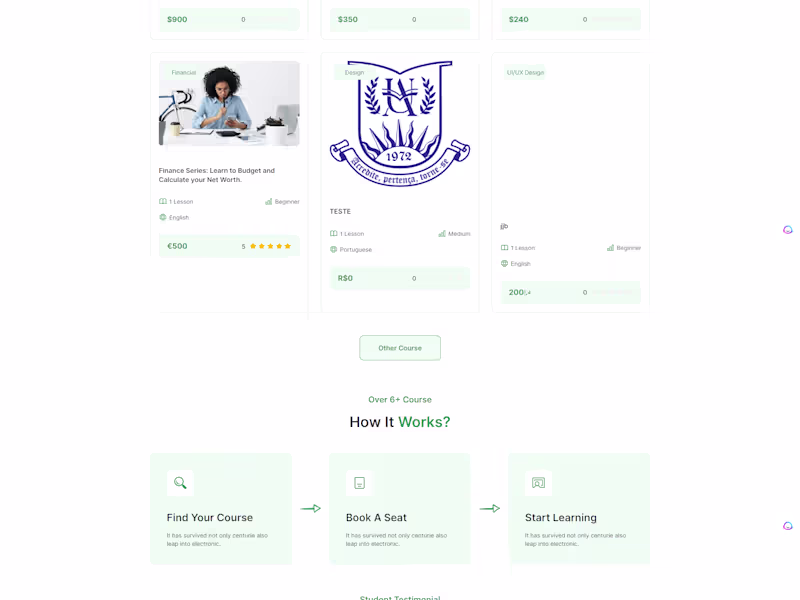 Cover image for E-Learning web app development