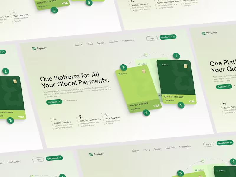 Cover image for Payglow - Modern Finance & Payment Banking Website Landing Page