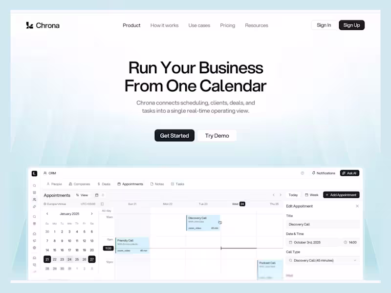 Cover image for Chrona landing page