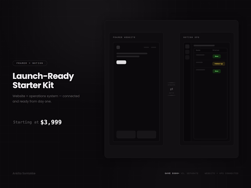 Cover image for Launch-Ready Starter Kit: Framer Website + Notion Ops System