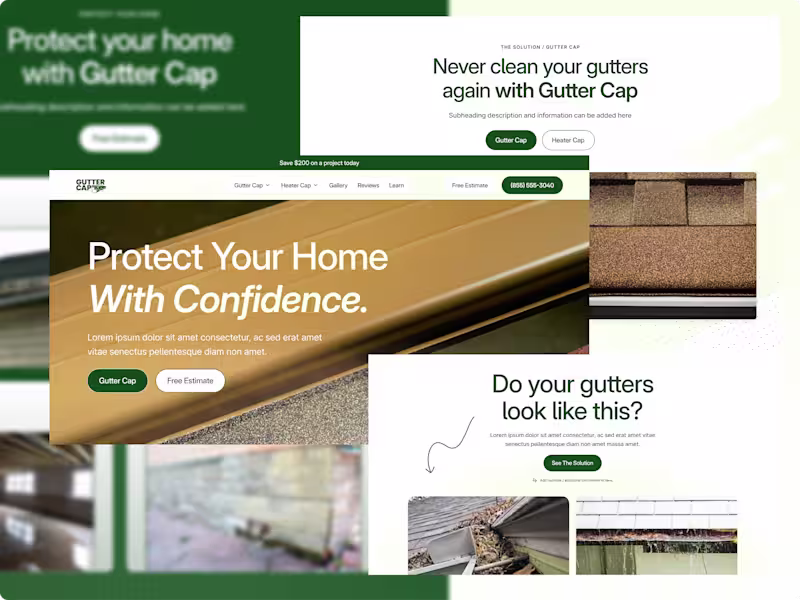 Cover image for Gutter Cap "Home Page" Website Design - UI/UX Design