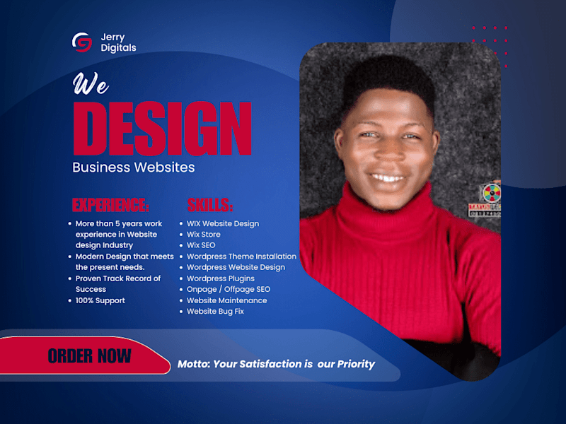 Cover image for I will design wordpress,wix website, squarespace,godaddy website