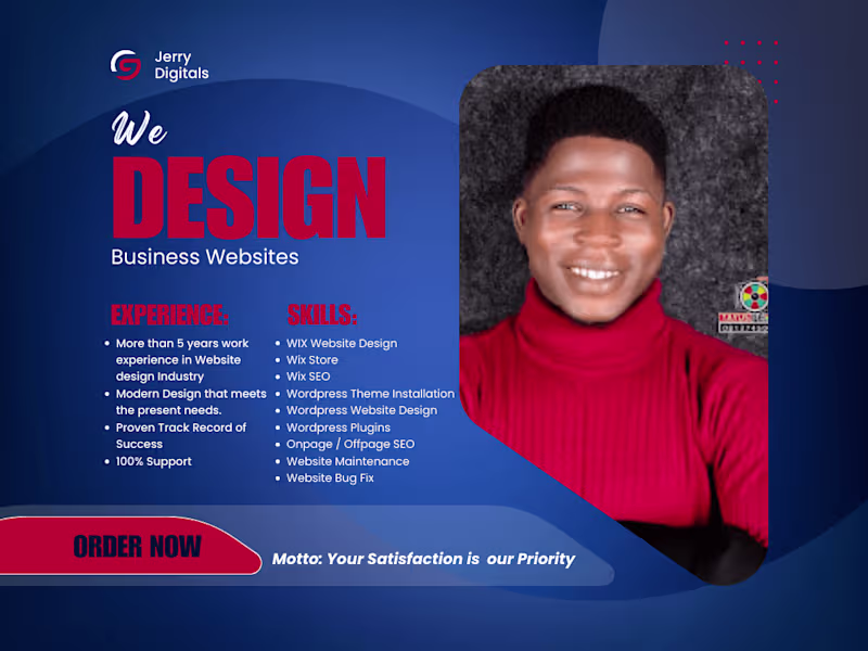 Cover image for I will design wordpress,wix website, squarespace,godaddy website