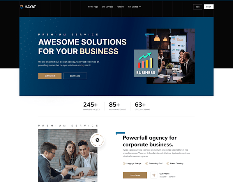 Cover image for Business consultancy landing page design (Dark mood)