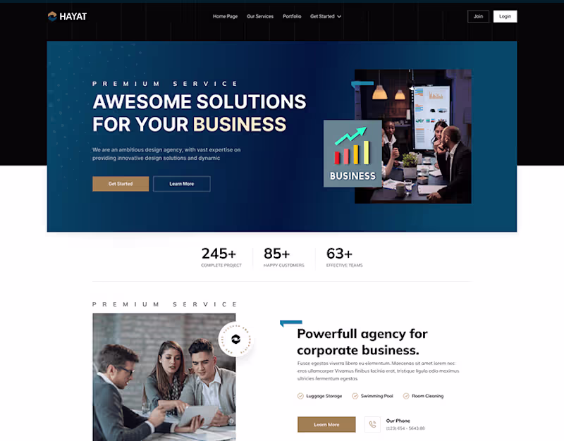 Cover image for Business consultancy landing page design (Dark mood)