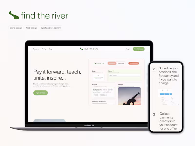 Cover image for Find the River - UX/UI, Web Design & Webflow Dev