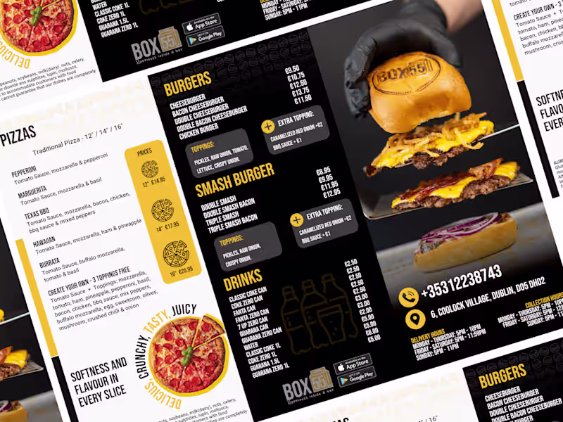 Cover image for Hospitality  Menus  🍔  ☕  🍟  🥦