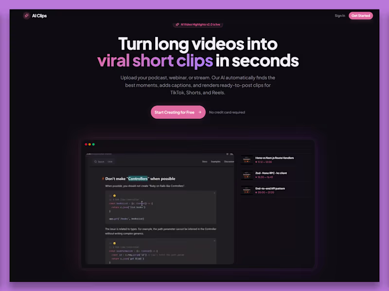 Cover image for AI Video Highlights: Clips, Captions, and AI Chat
