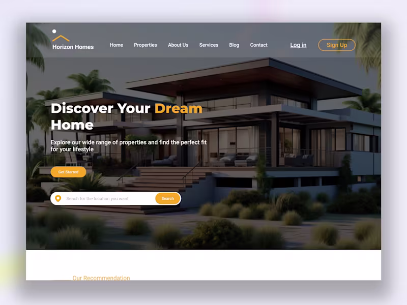 Cover image for Horizon Homes Website Home Page Revamp