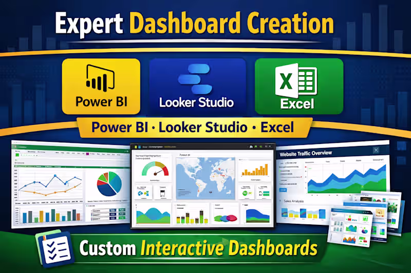 Cover image for I will create interactive dashboards using Power BI and Excel