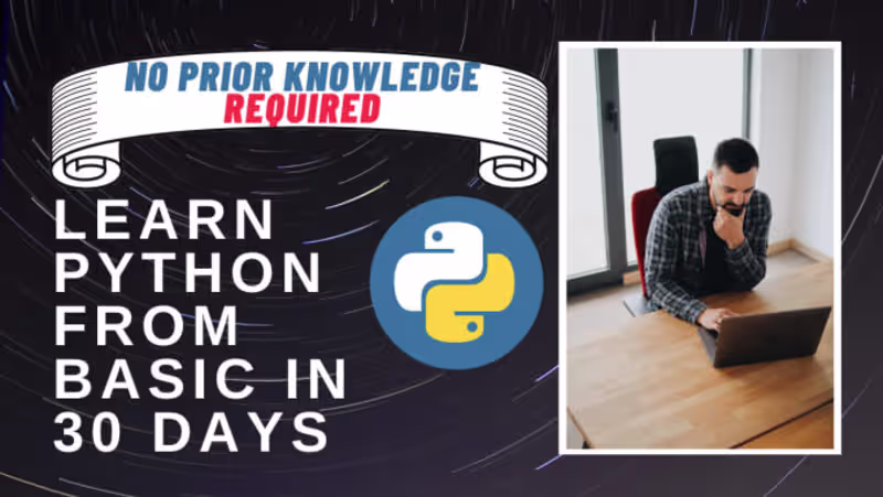 Cover image for Tutor or Teach python programming from basic in 30 days