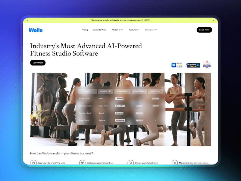 Cover image for Walla - Fitness Studio Saas