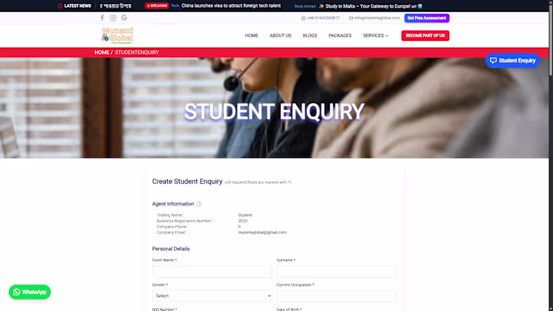 Cover image for Munemi Global - Visa Consultant Type: Full-Stack Web Applica...