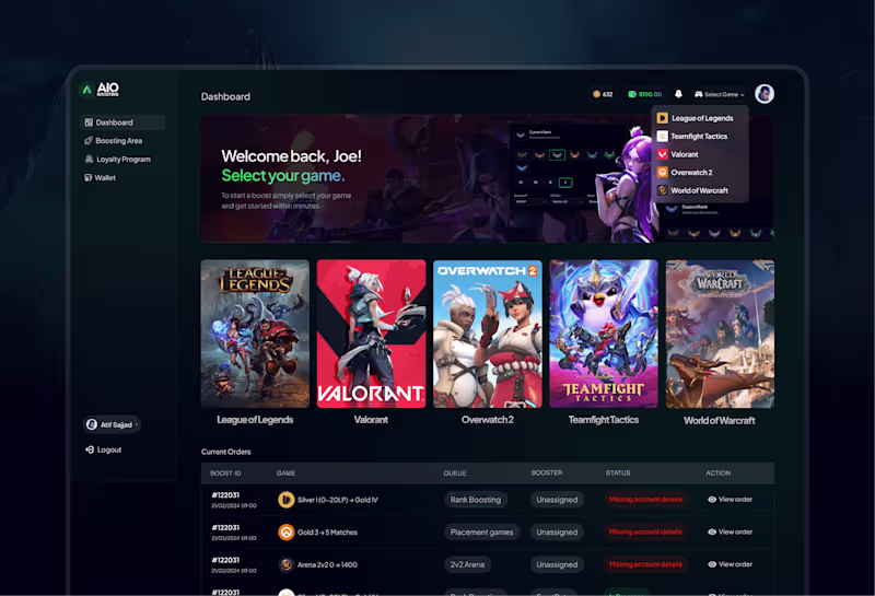 Cover image for Dashboard Design For A Gaming Platform