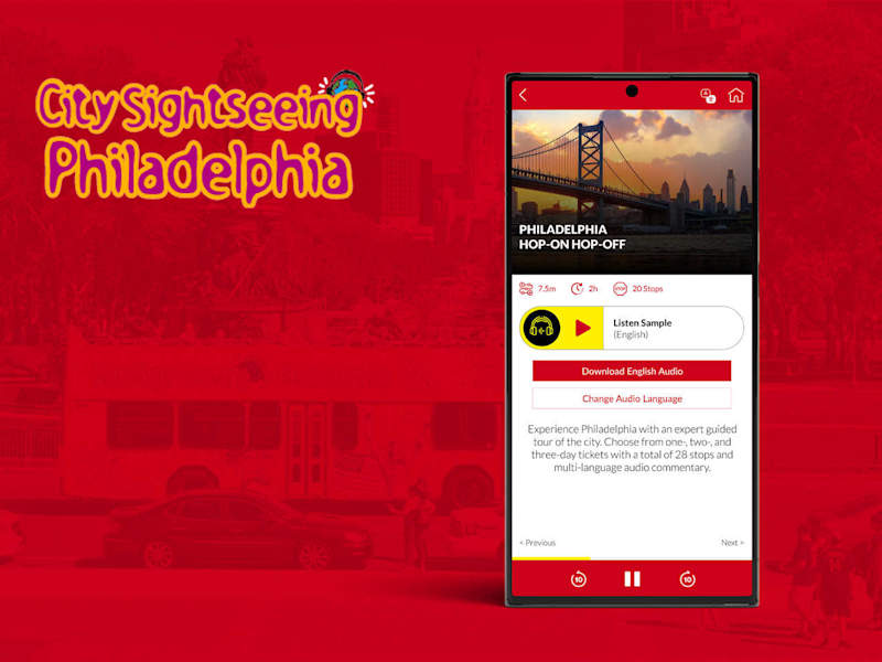 Cover image for App UI/UX & Graphic collaterals for CitySightSeeing Philadelphia