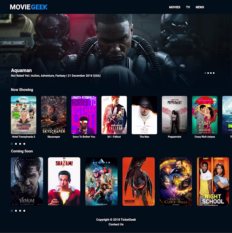 Cover image for Movie Geek – Movie Ticketing Aggregator Website