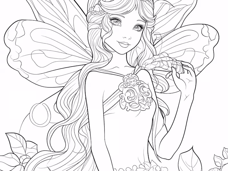 Cover image for Fairy Coloring Book Illustration
