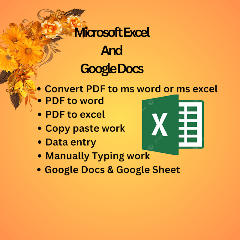 Cover image for PDF to Microsoft Excel, Word, Google Docs, Google Sheets
