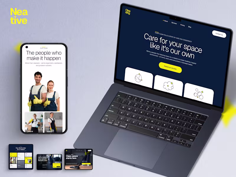 Cover image for Neative - Cleaning Service Framer Website Template