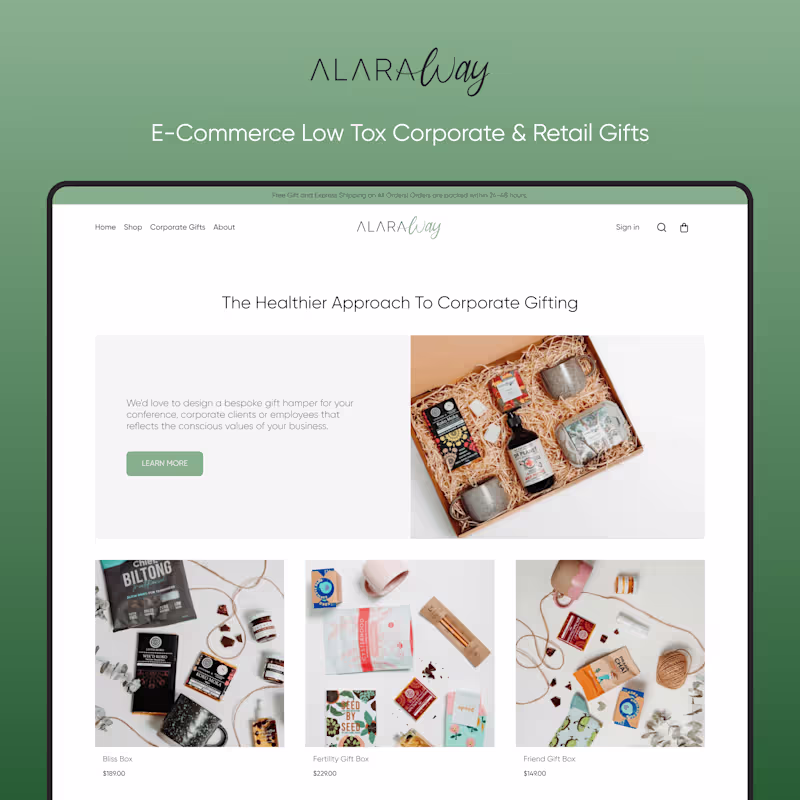 Cover image for Alara Way E-commerce Low Tox Gift Web Design