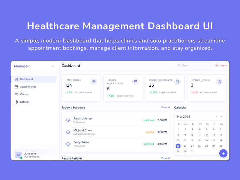 Cover image for ManageR: Streamlined Appointment Management for Healthcare UI