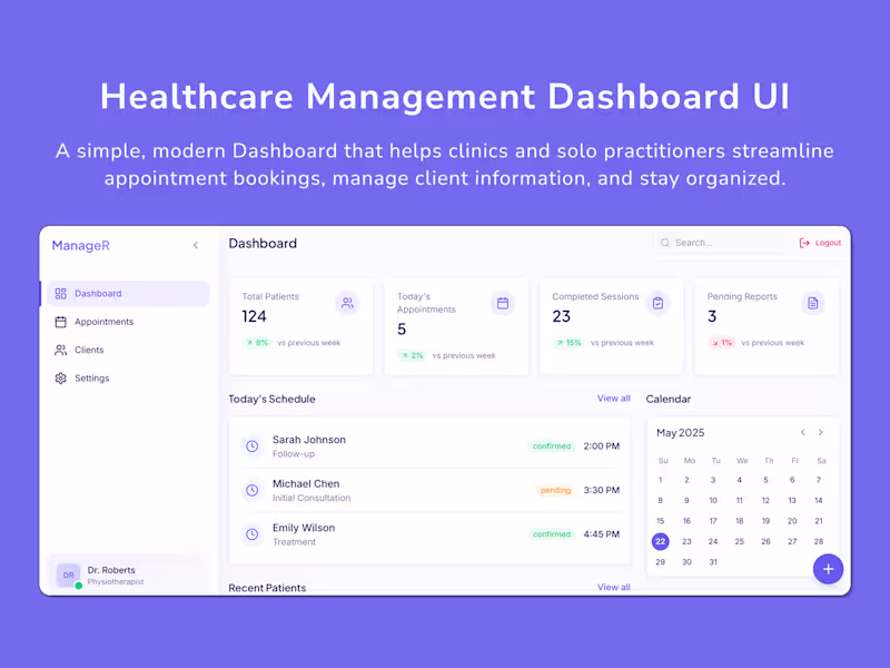 Cover image for ManageR: Streamlined Appointment Management for Healthcare UI